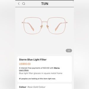 TIJN Sterre rose gold blue light filter non-prescription glasses